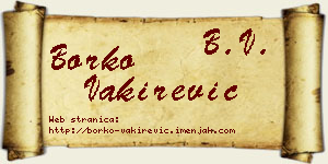 Borko Vakirević vizit kartica